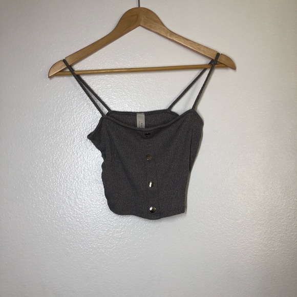 May Pink Grey Strap Crop Top - Picture 2 of 6